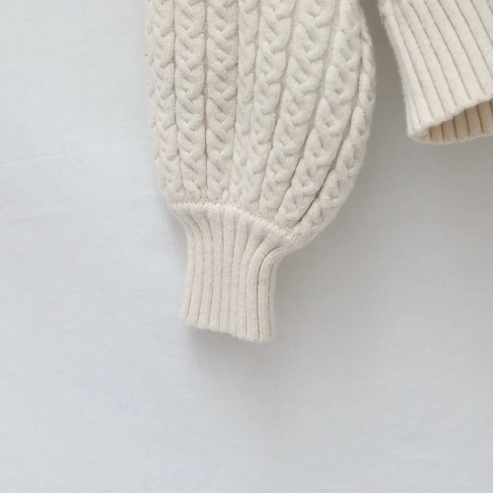 Tahari Cable stitch Turtleneck Sweater stretch cozy winter warm off-white cottag - Picture 5 of 8